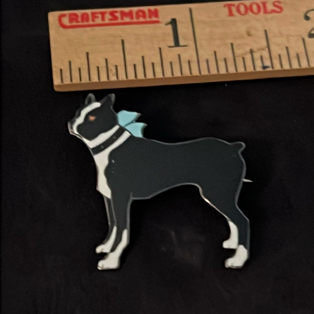 Antique Art Deco Sterling Silver & enamel boxer brooch c clasp